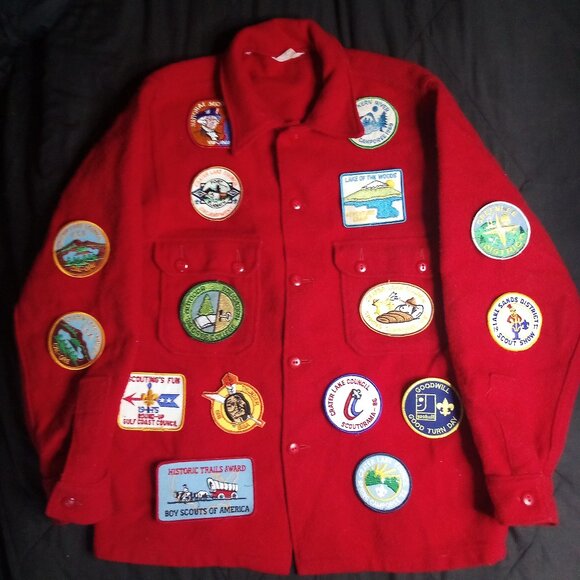 Vintage Boy Scouts America Official Jacket Shacket Wool Patches - Picture 1 of 8